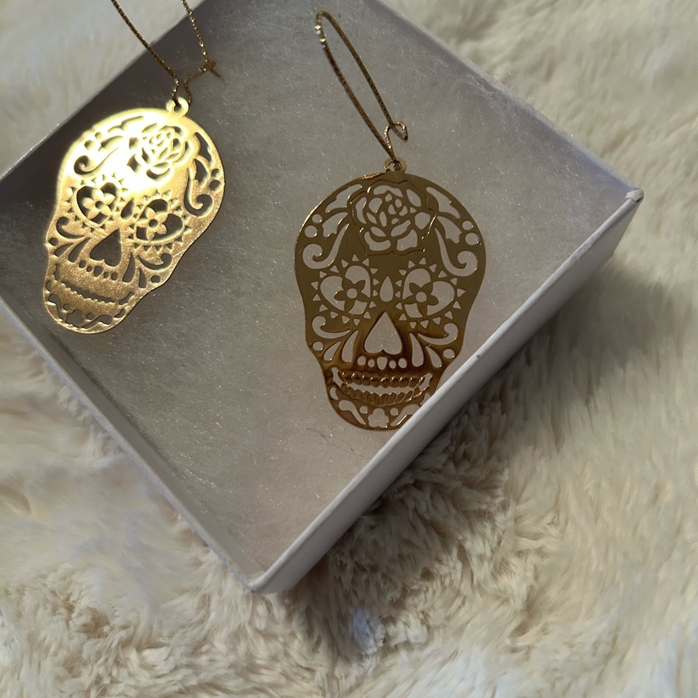 Gold Skull Earrings